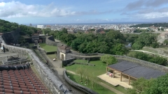 首里城からの眺め。雨も止み、遠くまで見渡せました。